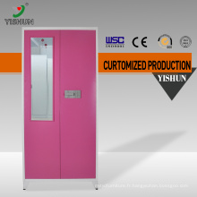 Luoyang KD vêtements de stockage en acier 3 porte armoire avec miroir